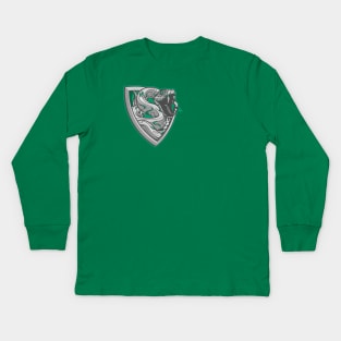 silver and emerald serpent shield of ambition Kids Long Sleeve T-Shirt